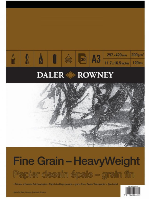 DALER ROWNEY A3 FINE GRAIN DRAWING PAD 200GSM 30 SHEETS