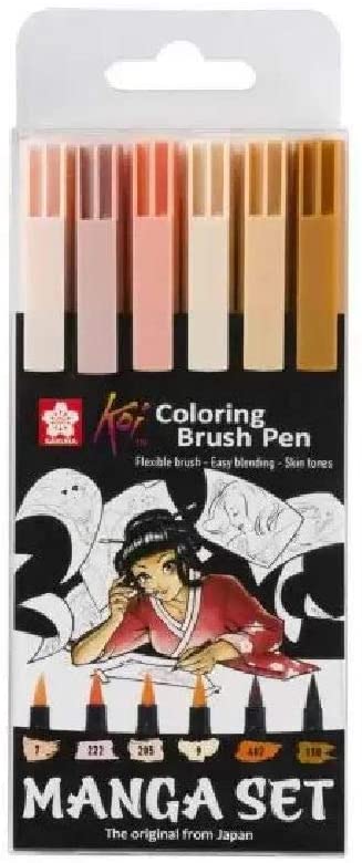 Set of Koi Coloring Brush Pen  Sakura  Portrait, 6 pcs