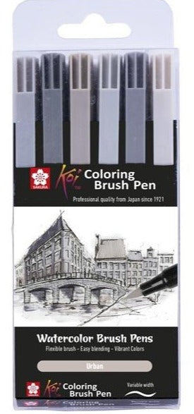Set of Koi Watercolor  Brush Pen Sakura , 6 pcs