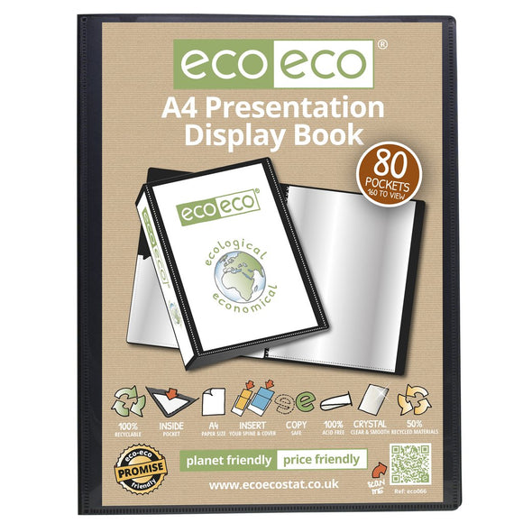 A4 50% Recycled 80 Pocket Presentation Display Book