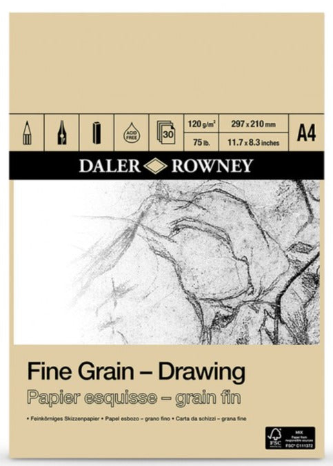 DALER ROWNEY A4 FINE GRAIN DRAWING PAD 120GSM 30 SHEETS
