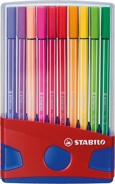 STABILO Pen 68 premium fibre-tip pen colorparade box of 20 colours - red and blue