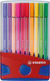 STABILO Pen 68 premium fibre-tip pen colorparade box of 20 colours - red and blue