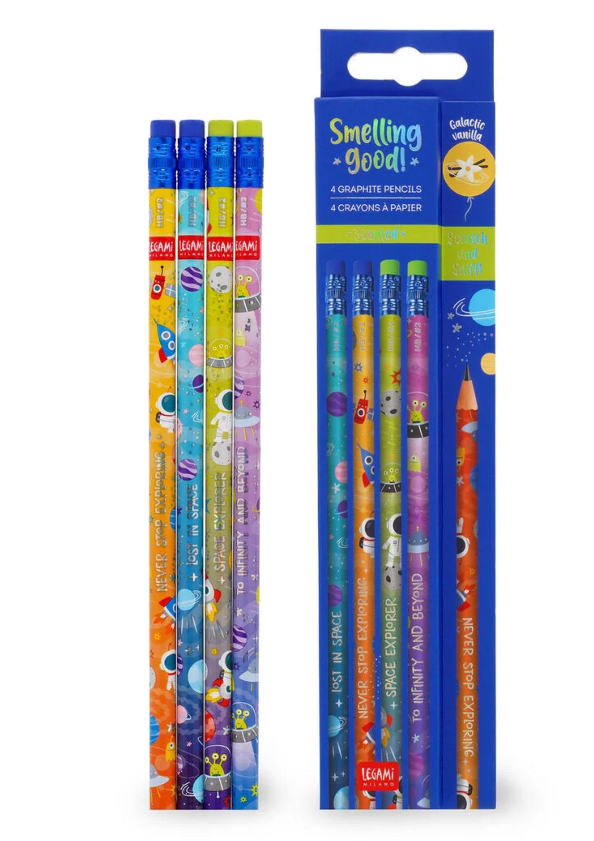 Set of 4 Scented HB Graphite Pencils Smelling Good