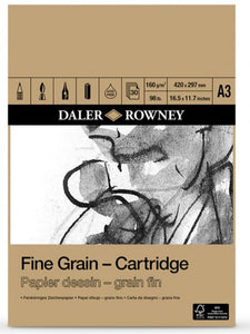 DALER ROWNEY A3 FINE GRAIN CARTRIDGE PAD 160GSM 30 SHEETS