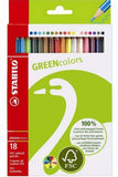 STABILO GREEN colors FSC-certified coloured pencil cardboard wallet of 18 colours