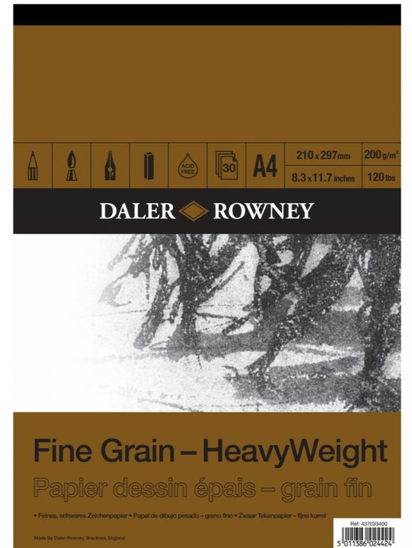 DALER ROWNEY A4 FINE GRAIN DRAWING PAD 200GSM 30 SHEETS