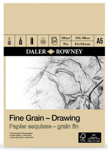 DALER ROWNEY A5 FINE GRAIN DRAWING PAD 120GSM 30 SHEETS