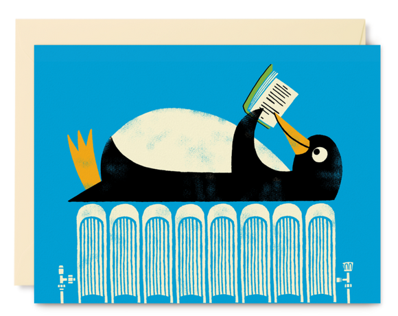 Reading Penguin - Mini Card