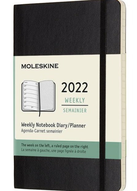 Moleskine 2022 12 month Weekly Notebook Diary Extra Large Soft Cover Planner - Black