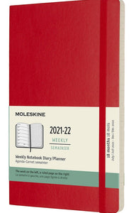 Moleskine 2022 18 month Weekly Notebook Diary Large Soft Covered Planner-Scarlet Red