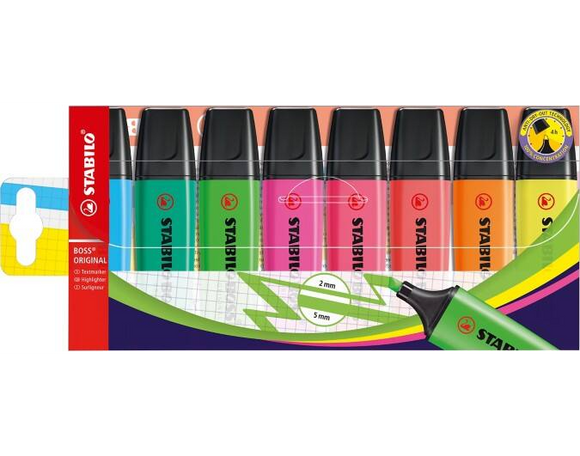 Stabilo Boss Highlighters Assorted Pack of 8