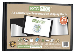 A4 50% Recycled 20 Pocket Landscape Presentation Display Book