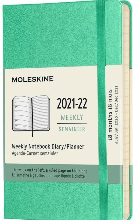 Moleskine 2022 18 month Weekly Notebook Diary Large Soft Covered Planner-Ice Green
