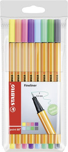 STABILO point 88 fineliner - wallet of 8 pastel colours