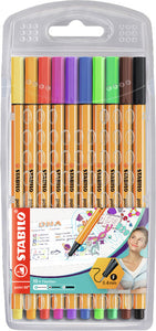 STABILO point 88 fineliner - wallet of 10 colours