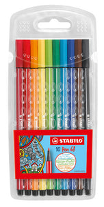 STABILO Pen 68 premium fibre-tip plastic wallet of 10 colours